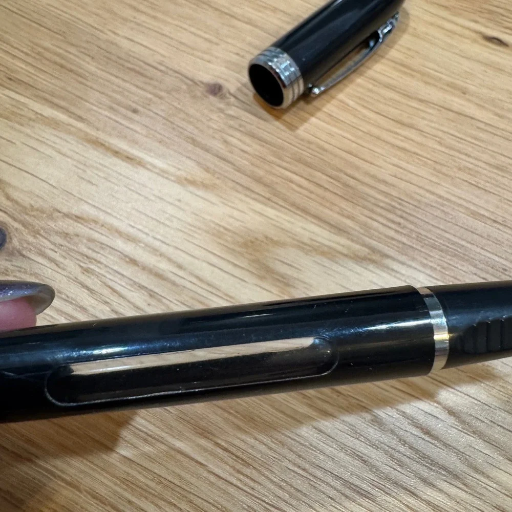 Sheaffer Fountain Pen Black with Chrome Trim Fine Nib Ink Window Fine Point